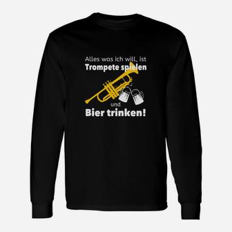 Trompete & Bier Herren Langarmshirts, Musiker und Bierliebhaber Design - Seseable
