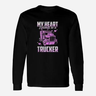 Trucker Wife Boyfriend Truck Driver Ladies Trucker Long Sleeve T-Shirt - Seseable