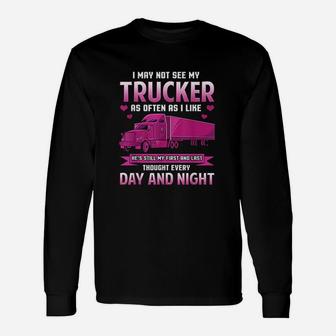 Trucker Wife Trucker Girlfriend Trucking Long Sleeve T-Shirt - Seseable