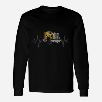 Trucking Lovers Heartbeat Big Truck Driver For Trucker Long Sleeve T-Shirt - Seseable