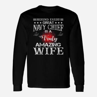A Truly Amazing Wife Navy Chief Long Sleeve T-Shirt - Seseable