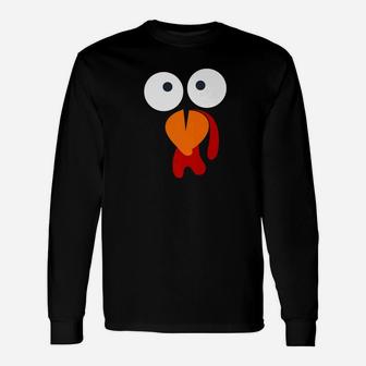 Turkey Face Thanksgiving Halloween Costume Party Long Sleeve T-Shirt - Seseable