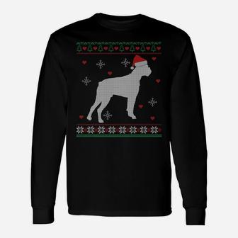 Ugly Christmas Boxer Dog Lover Long Sleeve T-Shirt - Seseable