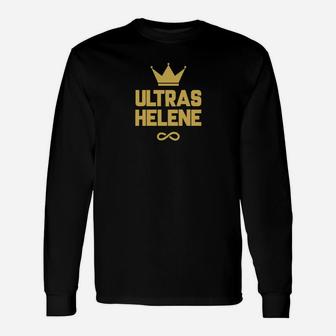 Ultras Helene Fan-Langarmshirts Schwarz, Goldene Krone & Schriftzug Design - Seseable