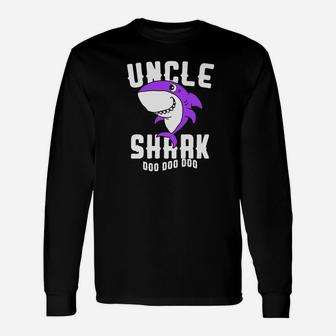 Uncle Shark Daddy Grandfather Halloween Christmas Long Sleeve T-Shirt - Seseable