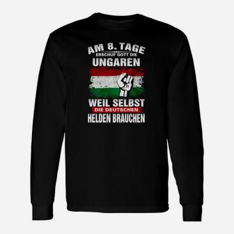 Ungarn Patriotisches Langarmshirts in Schwarz mit Flaggen-Design - Seseable