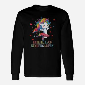 Unicorn Hello Kindergarten Hearts Long Sleeve T-Shirt - Seseable