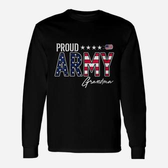 Us Flag Proud Army Grandma Long Sleeve T-Shirt - Seseable
