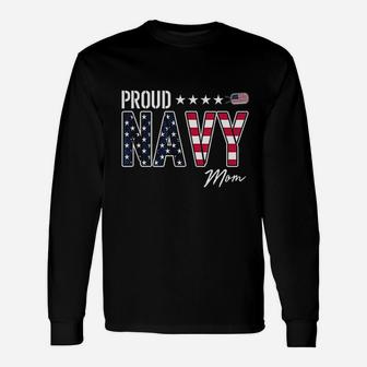 Us Flag Proud Navy Mom Veteran Mom Long Sleeve T-Shirt - Seseable