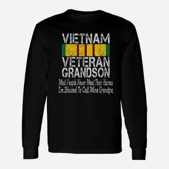 Us Military Vietnam Veteran Grandson Long Sleeve T-Shirt - Seseable