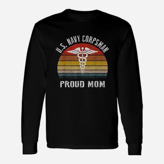 Us Navy Corpsman Proud Mom Vintage Long Sleeve T-Shirt - Seseable
