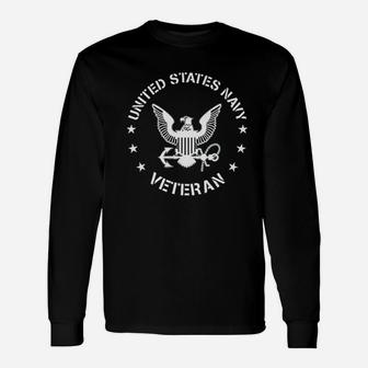 Us Navy Veteran With Eagle Emblem Long Sleeve T-Shirt - Seseable