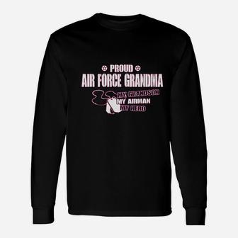 Utopia Sport Proud Air Force Grandma My Grandson Airman Hero Long Sleeve T-Shirt - Seseable