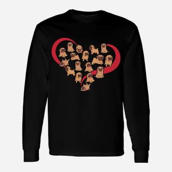 Valentines Day 2022 Pug Dog With Heart Long Sleeve T-Shirt - Seseable