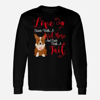 Valentines Day Dog Lover Welsh Corgi Long Sleeve T-Shirt - Seseable