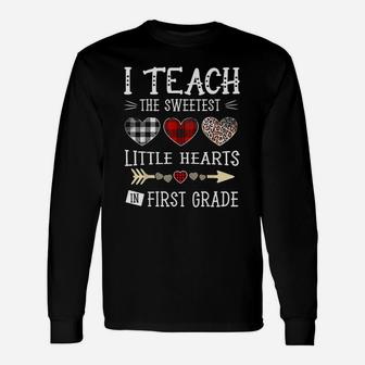 Valentines Day Teacher First Grade Cute Hearts Long Sleeve T-Shirt - Seseable