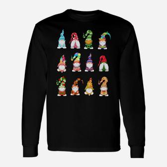Valentines Gnome St Patricks Gnomies Easter Spring Gnomes Long Sleeve T-Shirt - Seseable