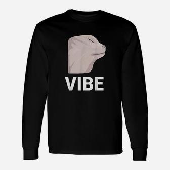 Vibing Cat Dank Meme Cat Meme Long Sleeve T-Shirt - Seseable