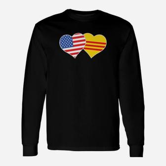 Vietnamese American Flag Usa South Vietnam Flag Heart Long Sleeve T-Shirt - Seseable
