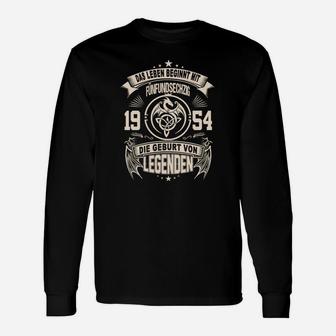 Vintage 1954 Geburt von Legenden Schwarz Langarmshirts für Herren - Seseable