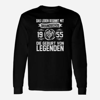 Vintage 1955 Geburtstagsshirt, Leben Beginnt Sechzig, Geburt von Legenden Langarmshirts - Seseable