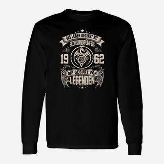 Vintage 1962 Legenden Geburtsjahr Langarmshirts, Retro Schwarz Tee - Seseable