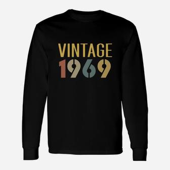 Vintage 1969 Cool Retro Style Birthday Long Sleeve T-Shirt - Seseable