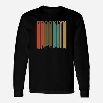 Vintage 1970 Style Brooklyn New York Skyline Long Sleeve T-Shirt - Seseable