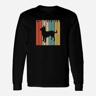 Vintage 1970s Style Chihuahua Silhoue Q Langarmshirts - Seseable