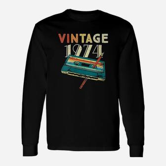 Vintage 1974 Music Cassette 47th Birthday Long Sleeve T-Shirt - Seseable