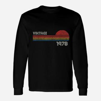 Vintage 1978 Chest Stripe 43rd Birthday Long Sleeve T-Shirt - Seseable