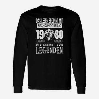 Vintage 1980 Geburtstags-Langarmshirts für 66-jährige, Legenden Edition - Seseable