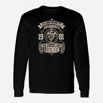 Vintage 1981 Geburtsjahr Legenden Langarmshirts, Retro Style für Männer - Seseable