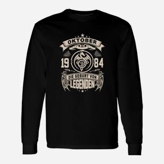 Vintage 1984 Geburtstags-Langarmshirts, Oktober Legenden-Edition - Seseable