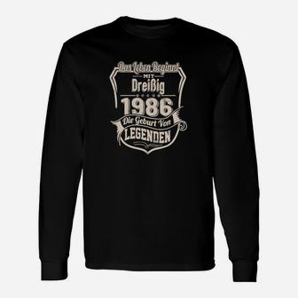 Vintage 1986 Geburtstagsjahr Legenden Langarmshirts in Schwarz, Retro Design - Seseable