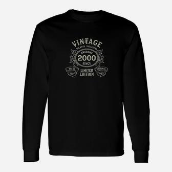Vintage 2000 Born In 2000 22nd Birthday Long Sleeve T-Shirt - Seseable
