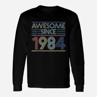 Vintage 37th Birthday Awesome Since 1984 Long Sleeve T-Shirt - Seseable