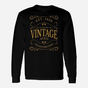 Vintage 80th Birthday Whiskey Wine Label Long Sleeve T-Shirt - Seseable