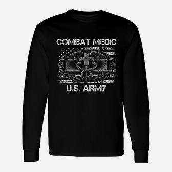 Vintage Army Combat Medic Veteran For Us Army Veteran Long Sleeve T-Shirt - Seseable