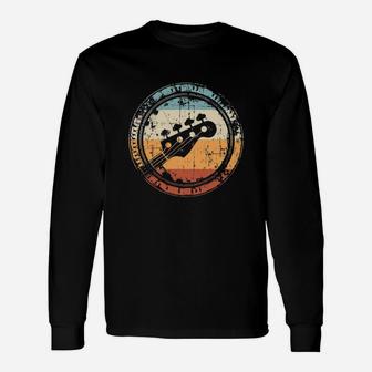 Vintage Bass Guitar Headstock For Bassist And Bass Player Long Sleeve T-Shirt - Seseable