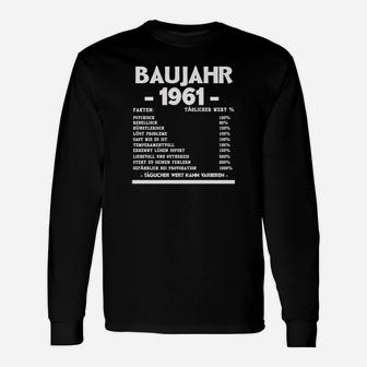 Vintage Baujahr 1961 Langarmshirts mit Lustigen Geburtstagssprüchen - Seseable