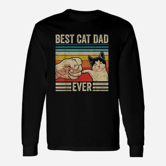 Vintage Best Cat Dad Long Sleeve T-Shirt - Seseable