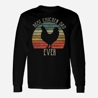 Vintage Best Chicken Dad Ever Chicken Lovers Father’s Day Long Sleeve T-Shirt - Seseable