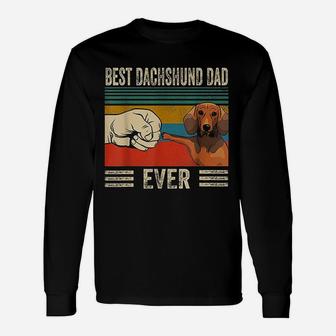 Vintage Best Dachshund Dad Ever Bump Fit Long Sleeve T-Shirt - Seseable
