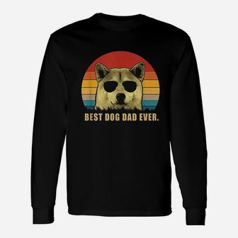 Vintage Best Dog Dad Ever Shiba Inu Long Sleeve T-Shirt - Seseable