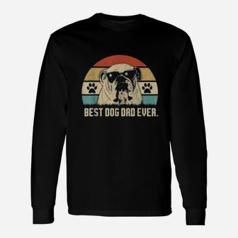 Vintage Best English Bulldog Dad Ever Long Sleeve T-Shirt - Seseable