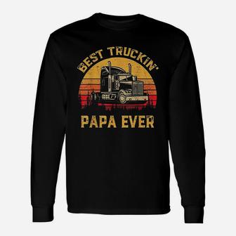 Vintage Best Truckin Papa Ever Retro Long Sleeve T-Shirt - Seseable