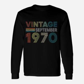 Vintage Born In September 1970 Man Myth Legend Long Sleeve T-Shirt - Seseable
