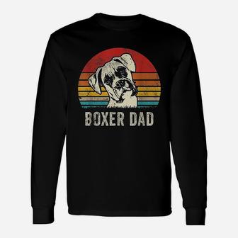Vintage Boxer Dad Ever Daddy Dog Dad Father Long Sleeve T-Shirt - Seseable