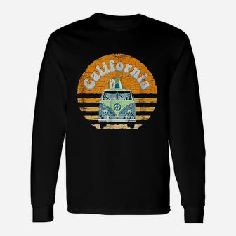 Vintage California Hippie Van Beach Surfer Long Sleeve T-Shirt - Seseable